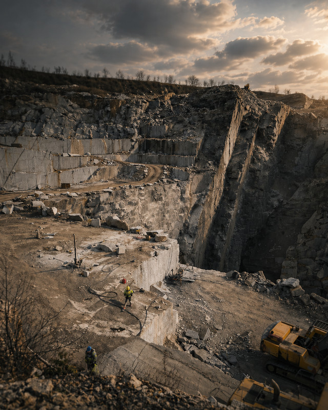 Widok na przodek w Kopalni Granitu Strzelin